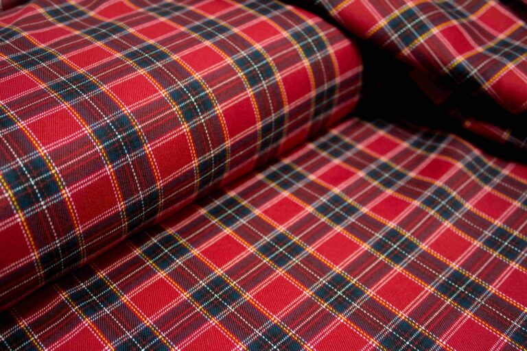 Red, white, and black tartan plaid pattern